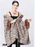 Soft Leopard Print Cape W/ Fur Detailing